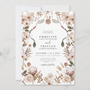Boho-neutrale Wildblumen Hochzeit Einladung