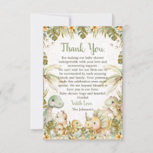 Boho-Neutraler-Dinosaurier-Baby-Party Dankeskarte
