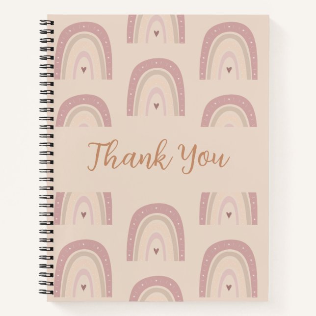 Boho Neutraler Fester Notizbuch Journal | Danke (Vorderseite)