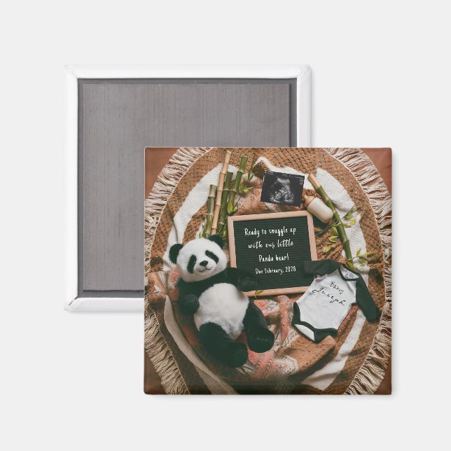 Boho-Neutraler-Panda-Schwangerschaftsankündigung G Magnet (Vorderseite/Rückseite)