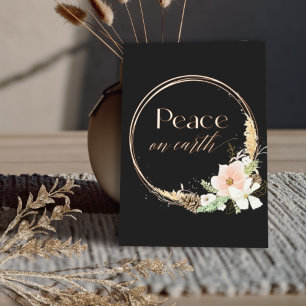 Boho-Neutrales Florales Echtes Gold-Foto Weihnacht Folieneinladung
