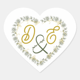 Boho-Neutrales Hochzeitsmonogramm-Herz-Aufkleber Herz-Aufkleber