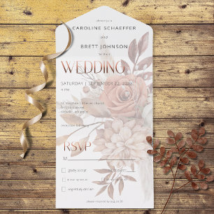 Boho neutrales sanft fokussiertes Herbstbouquet Ab All In One Einladung