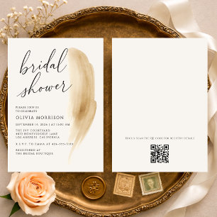 Boho-Neutrales Wasserfarben-QR-Code-Brautabschieds Einladung