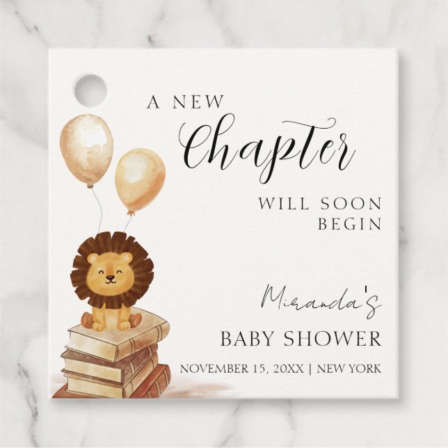Boho New Chapter Wild Lion Balloon Baby Shower Geschenkanhänger (Vorderseite)