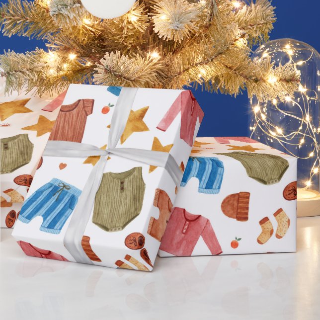 Boho Newborn Baby Clothes Baby Dusche Geschenkpapier (Feiertage)