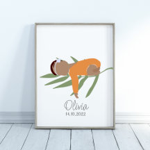 Boho Newborn Baby Girl Name Kinderzimmer Poster