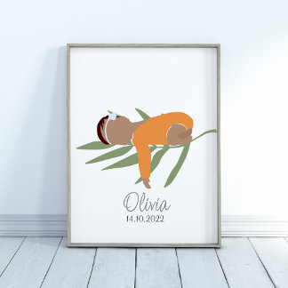 Boho Newborn Baby Girl Name Kinderzimmer Poster