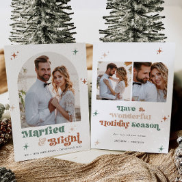 Boho Newlyred Christmas Card Foto Couples Card Feiertagskarte