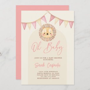 Boho Niedlich Lion Baby Shower Girl Einladung