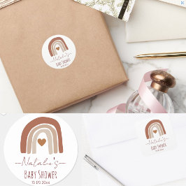 Boho niedlich neutraler Wasserfarbenregenbogen Runder Aufkleber