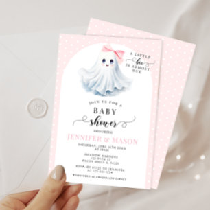 Boho Niedlich Pink Little Boo Bow Baby Girl Dusche Einladung