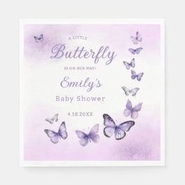 Boho Niedlich Watercolor lila Butterfly Babydusche Serviette
