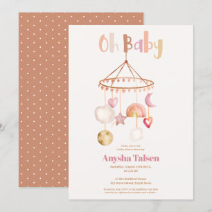 Boho niedliche mobile Regenbogenwasserfarbe Babydu Einladung