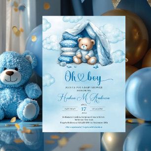Boho niedlicher Teddybär mit Aquarellfarbe in eine Einladung