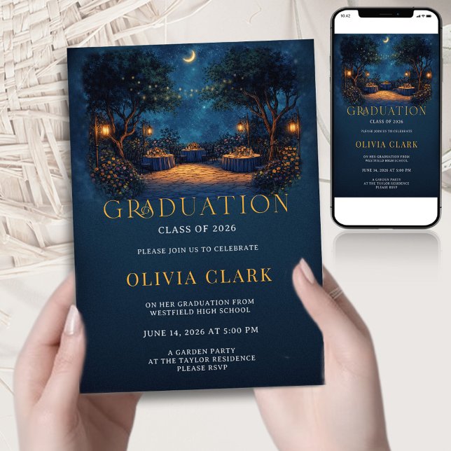 Boho Night Garden Graduation  Floral Party Einladung (Von Creator hochgeladen)