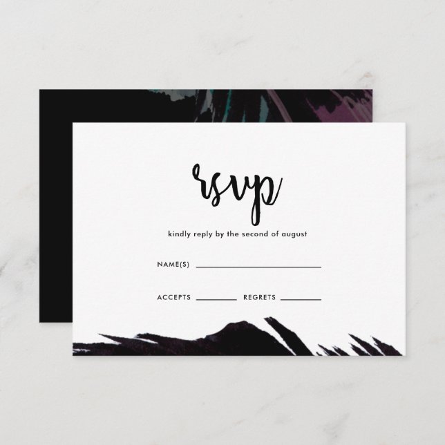 Boho Nights Black mit Feather Wedding RSVP (Vorne/Hinten)