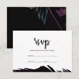 Boho Nights Black mit Feather Wedding RSVP Karte