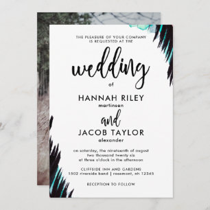 Boho Nights Foto Black and White Wedding Einladung