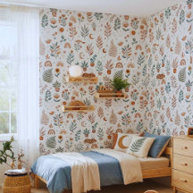 Boho-Nursery-Tapete Neutraler Regenbogen und Botan