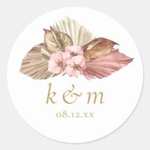 Boho-Oase Hochzeitsflorales ID959 Runder Aufkleber