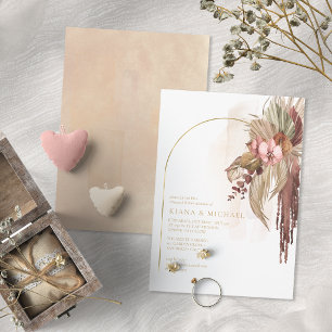 Boho-Oase Hochzeitsflorales Probedinner ID959 Einladung