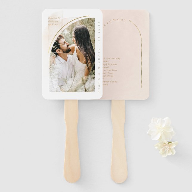 Boho-Oase-Hochzeitsfoto-Programm Roséglanz ID959 Fächer (Vorne und Hinten)