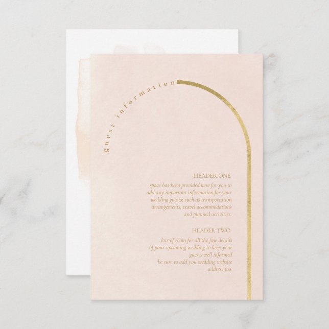 Boho Oasis Wedding Details Blush ID959 Begleitkarte (Vorne/Hinten)