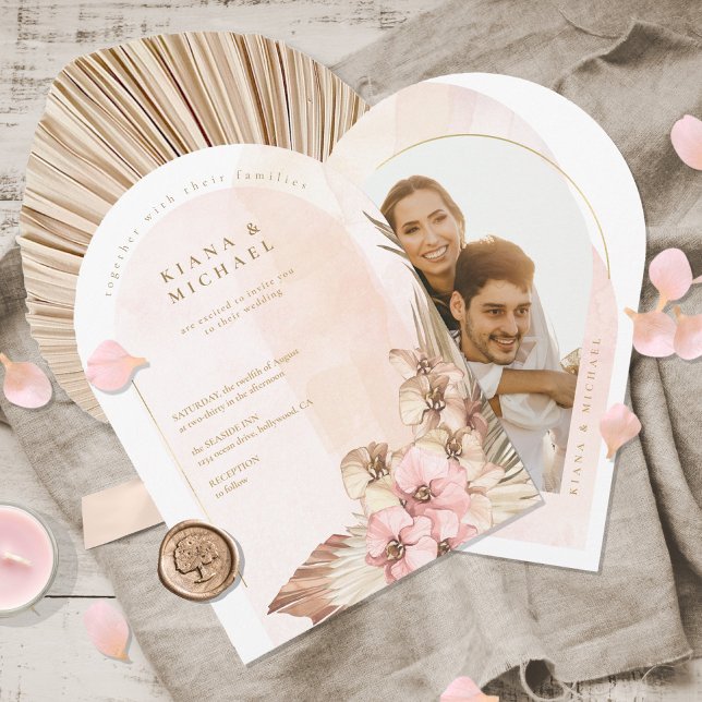 Boho Oasis Wedding Foto Template Arch ID959 Einladung (Von Creator hochgeladen)