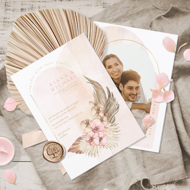 Boho Oasis Wedding Foto Template ID959 Einladung (Von Creator hochgeladen)