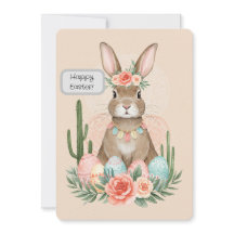 Boho Oaster Bunny Printable Card - Whimsical