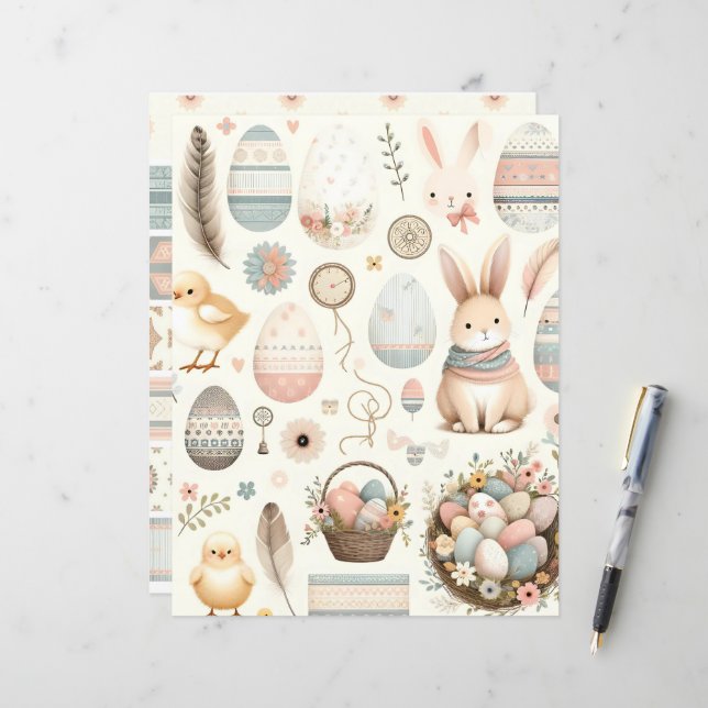 Boho Oaster Ephemere Scrapbook Paper (Vorderseite/Rückseite Beispiel)