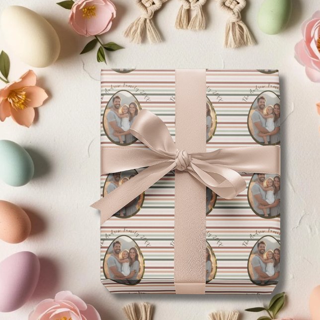 Boho Oaster personalisiertes Foto und Name Geschenkpapier (Boho Easter personalized Photo and name Wrapping Paper)
