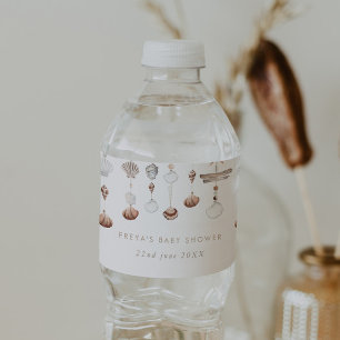 Boho Ocean Muschel Babydusche Wasserflaschenetikett