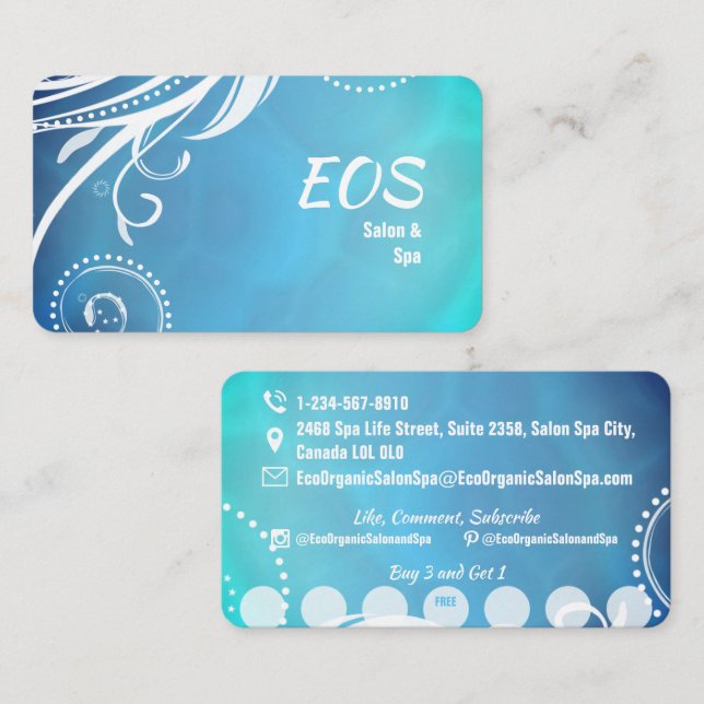 Boho Ocean Salon Wellness-Center Loyalty Business  Visitenkarte (Vorne/Hinten)