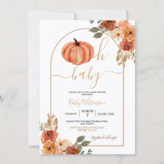 Boho Oh Baby Arch Pumpkin Wildblume Babydusche Einladung