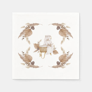 Boho Oh Baby Bassinet White Baby Dusche Napkins Serviette