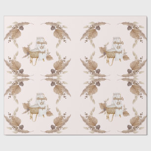 Boho Oh Baby Brown Pink Bassinet Personalisiert II Geschenkpapier