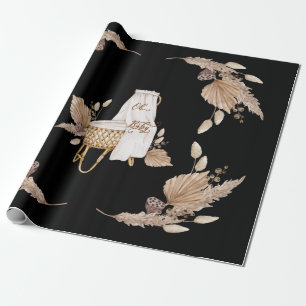 Boho Oh Baby Brown und Black Bassinet Geschenkpapier