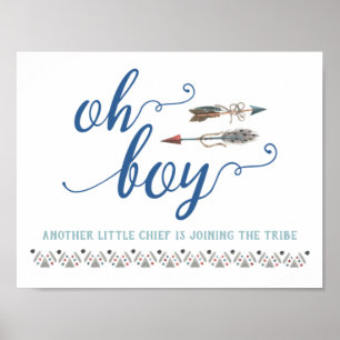 Boho Oh Boy Tribal Baby Dusche Schild