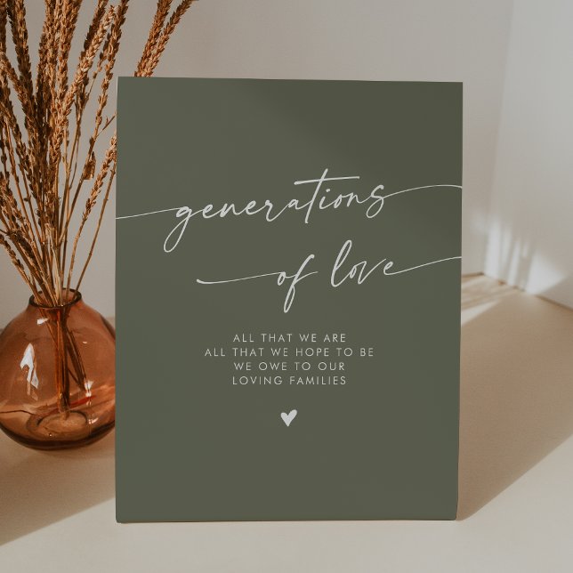 Boho Olive Green Generations of Liebe Wedding Sockelschild (Von Creator hochgeladen)