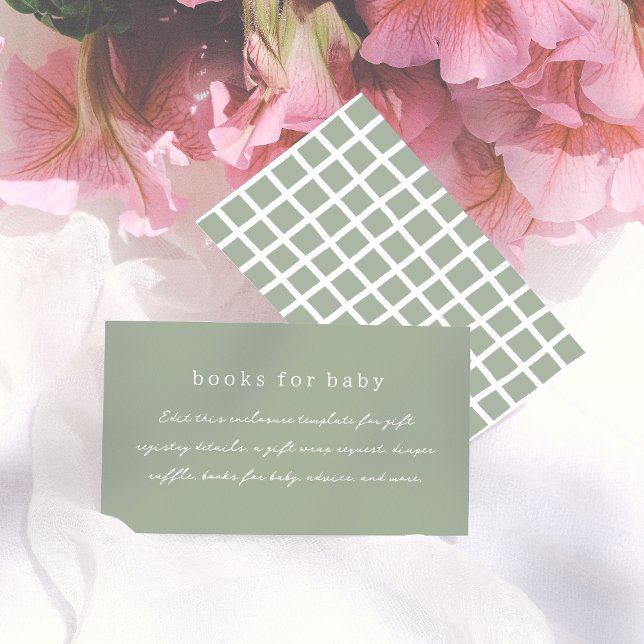 Boho Olive Green Minimal Calligraphy Baby Shower Begleitkarte (Von Creator hochgeladen)