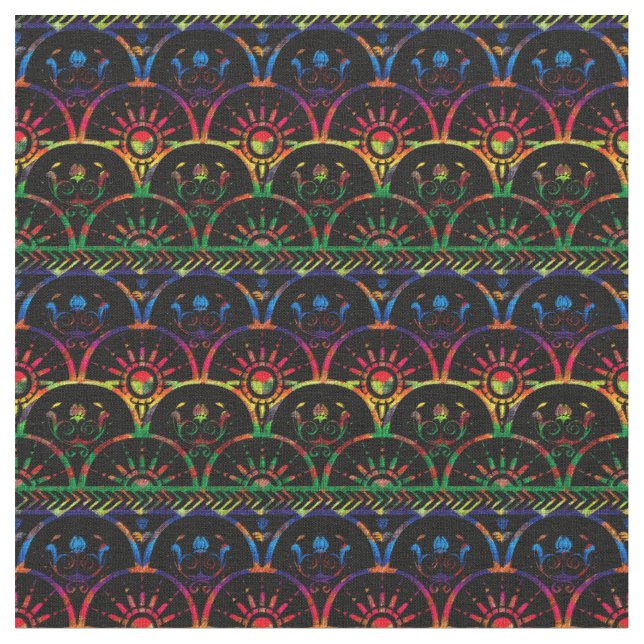 Boho Ombre Sunset | Dark Rainbow Stoff (Nahaufnahme)