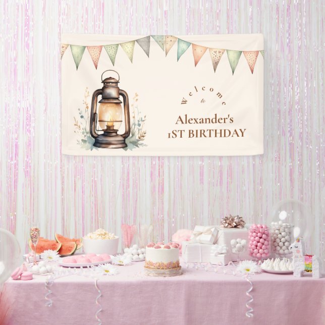 Boho One Happy Camper 1. Geburtstag Party Banner (Party)