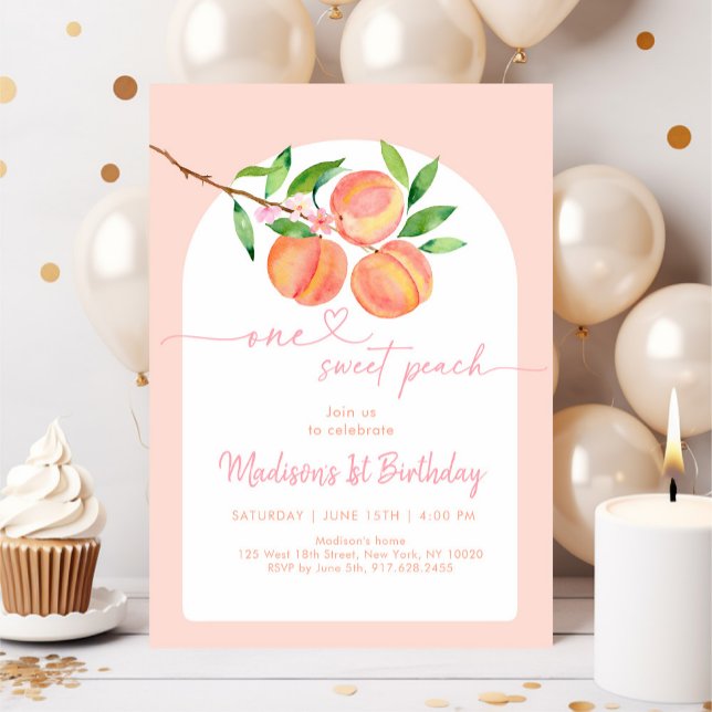 Boho One Sweet Peach Birthday Einladung (Von Creator hochgeladen)