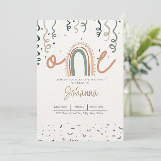Boho ONEderful Birthday Einladung
