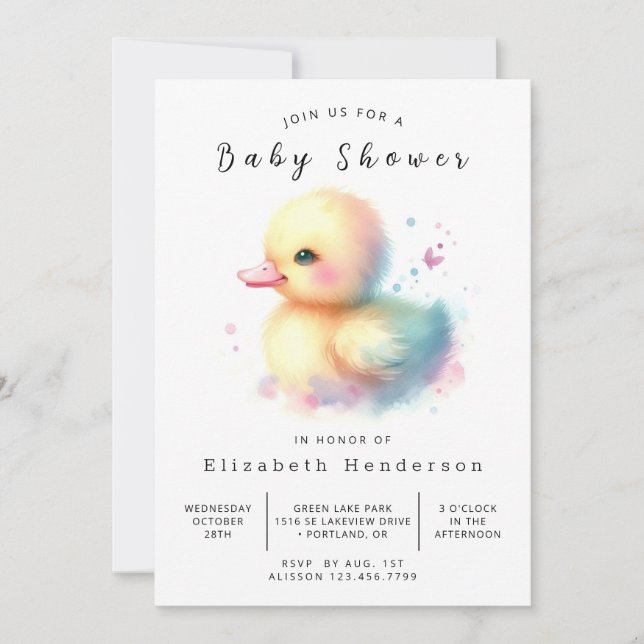 Boho Online Duck Baby Shower Einladung (Vorderseite)
