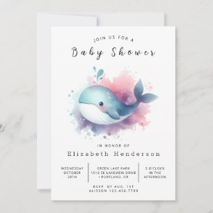 Boho Online Whale Baby Shower Einladung