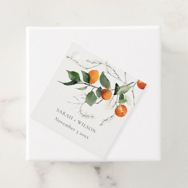 Boho Orange Blossom Botanische Hochzeit Geschenkanhänger (Beispiel)