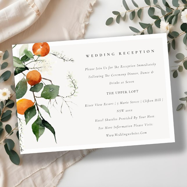 Boho Orange Blossom Botanische Hochzeitsempfehlung Begleitkarte (Von Creator hochgeladen)